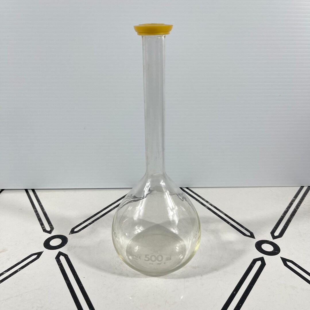 Kimax USA 500ml Volumetric Flask Clear Glass Labware With Yellow ...