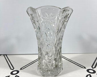 VTG Anchor Hocking Early American Prescut Star of David Diamond Cut Vase