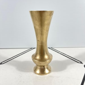 Vintage Solid Brass Bud Vase Flared Rim Pedestal Base Gold Tone 5.5 Inch