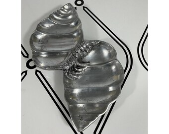 Vintage Aluminum Shrimp Shell Trinket Dish Candy Bowl Coastal Decor