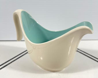 Vintage Turquoise and Cream Ceramic Gravy Boat MCM Sauce Boat Ever Yours Style