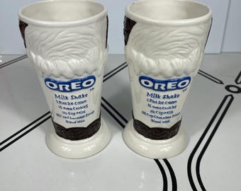 Oreo Milk Shake Ceramic Tall Glasses Set of 2 Novelty Collectible