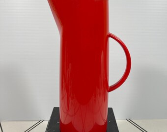 Mikasa Japan Red Thermal Pitcher Modernist Carafe 11" Retro Pop Mod Design