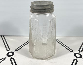 VTG 1932 Ball Octagon Mason Jar Art Deco Modernistic Glass Atlas Zinc Lid 90045