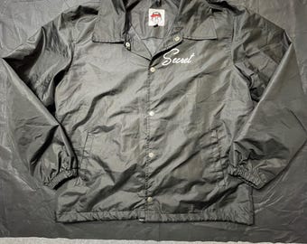 Secret Scientist SS Coaches Jacket Black XL Snap Button Graphic Streetwear Y2K