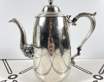 Sheridan Silver Plate Coffee Pot Etched Swag Scroll Spout English FPS