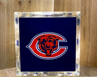 Chicago Bears -- Football -- Glass Block -- Unique -- Light