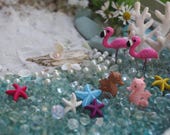 Miniature Beach Kit( 2) DIY Fairy Garden Beach Starfish Flamingos Seahorses Seashells Pearls Bubbles