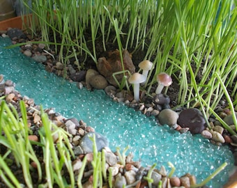 Bubbling River or River with Pond Miniature Garden Fairy Garden Faerie Garden Fairy River Gnome