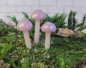 Lavender Sparkle Mushrooms Fairy Garden | Terrarium | Planter | Vivarium