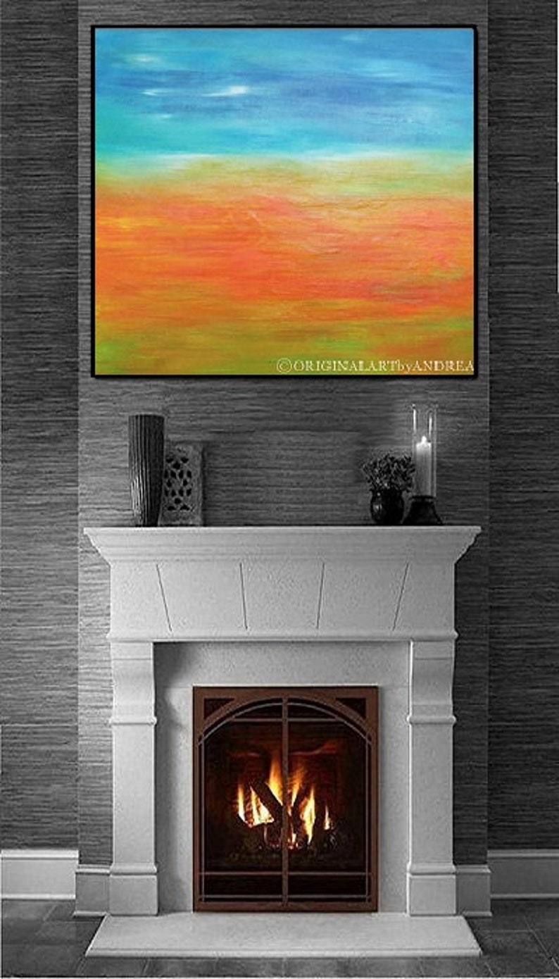 Acrylic Painting Abstract Canvas Art Original Textured Contemporary Wall Art Seascapes Vibrant Beachscape HOME DECOR GIFTS 24x24 60x60x3,6cm image 4