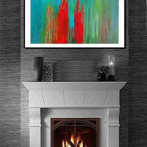 Abstract Landscape Teal Canvas Art Turquoise Red Paintings PRINTS WALL ART Home Decor Unique Gifts Prints Giclee Painting Colorful Abstract image 6