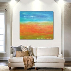 Acrylic Painting Abstract Canvas Art Original Textured Contemporary Wall Art Seascapes Vibrant Beachscape HOME DECOR GIFTS 24x24 60x60x3,6cm image 5