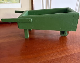 Handmade decorative wooden wheelbarrow