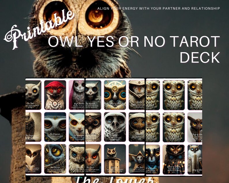 Printable Owl Yes or No Tarot Deck Instant Download PDF Deck Etsy