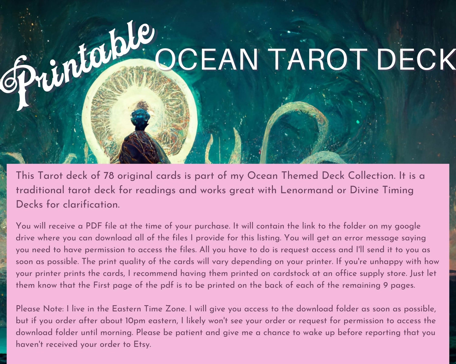 Printable Ocean Tarot Deck Instant Download PDF Deck With GIF Etsy