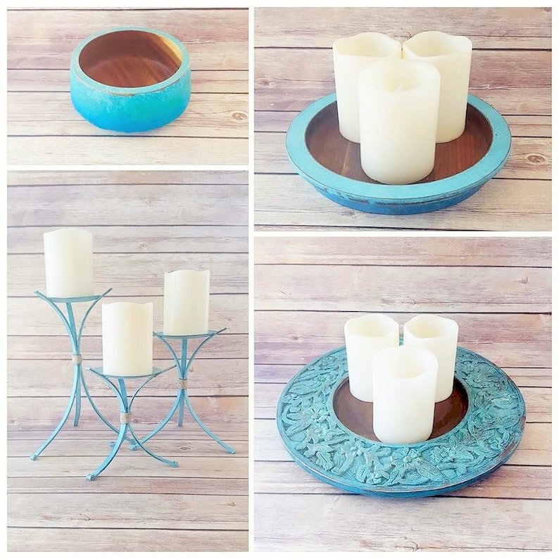 Turquoise Decorative Tray French Country Turquoise Platter Etsy