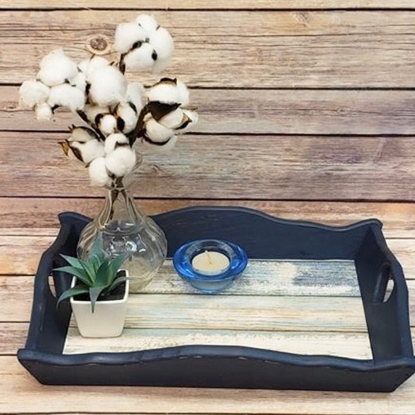 Wood Serving Tray Rustic Farmhouse Decor Serving Tray Decorative Wood Tray Vintage Chic Home Decor Housewarming Hostess Gift READY TO SHIP