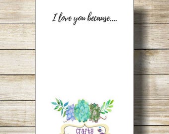 I Love You Because Printable I Love You Because Dry Erase | Etsy