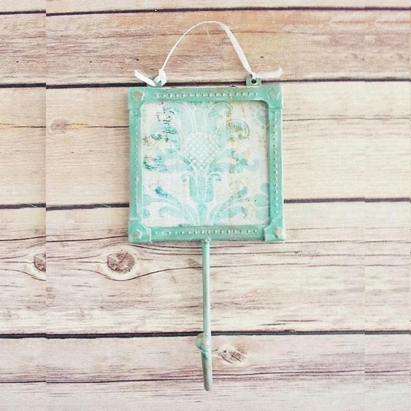 Vintage Cottage Mint Metal Wall Hook Coat Hook Purse Hook French Country Chic Home Decor Vintage Chic Home Decor Gift For Her READY TO SHIP