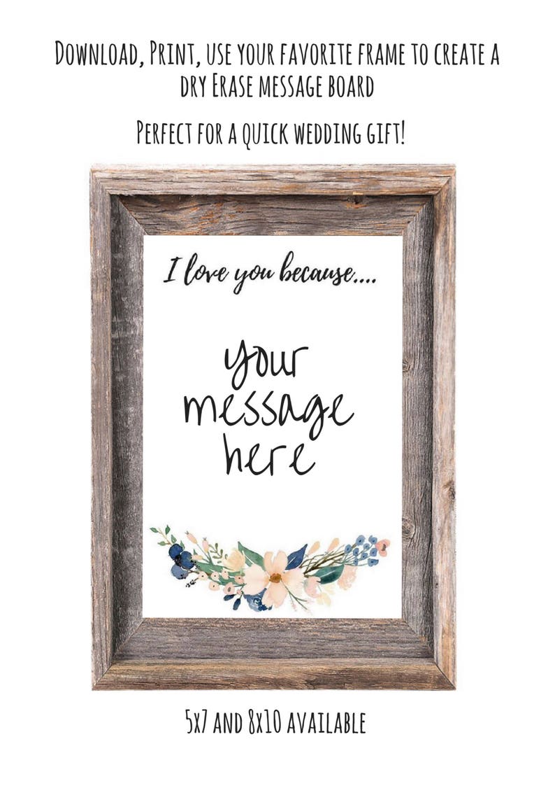 I Love You Because Printable I Love You Because Dry Erase - Etsy