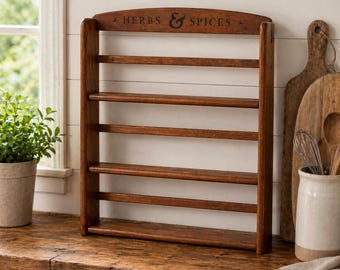 Vintage Wooden Spice Rack Wall Shelf Rustic Kitchen Organizer Farmhouse Herbs and Spices Rack Wood Storage 3 Tier