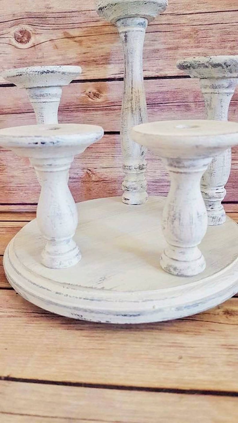 White Wood Candle Holders Wood Candle Centerpiece Etsy