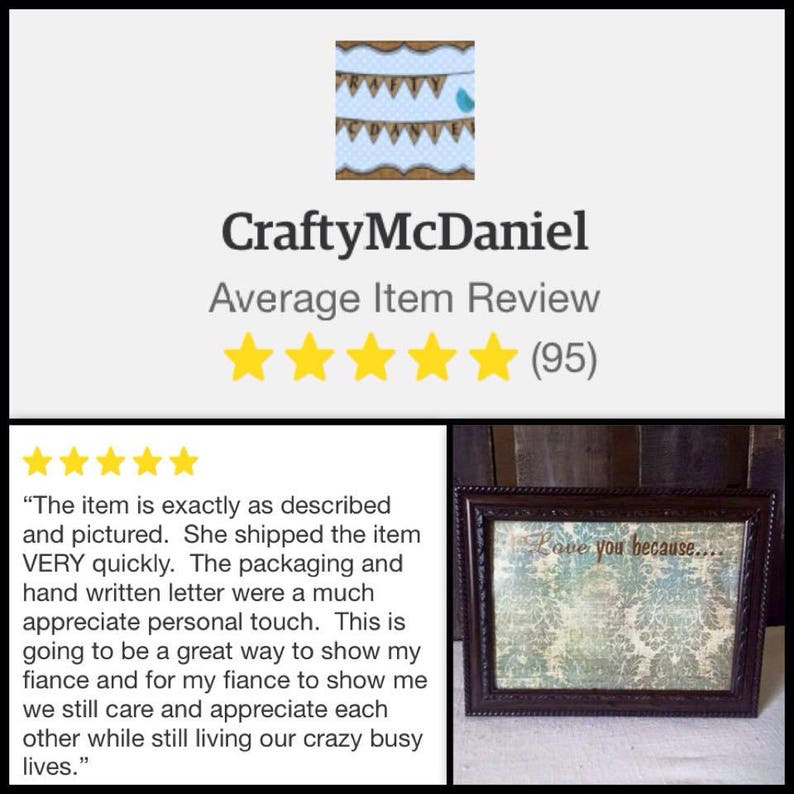 Valentines Day Gift Anniversary Gift I Love You Because Watercolor Flowers Print Dry Erase Frame Kit 5 x 7 Frame Wedding Gift