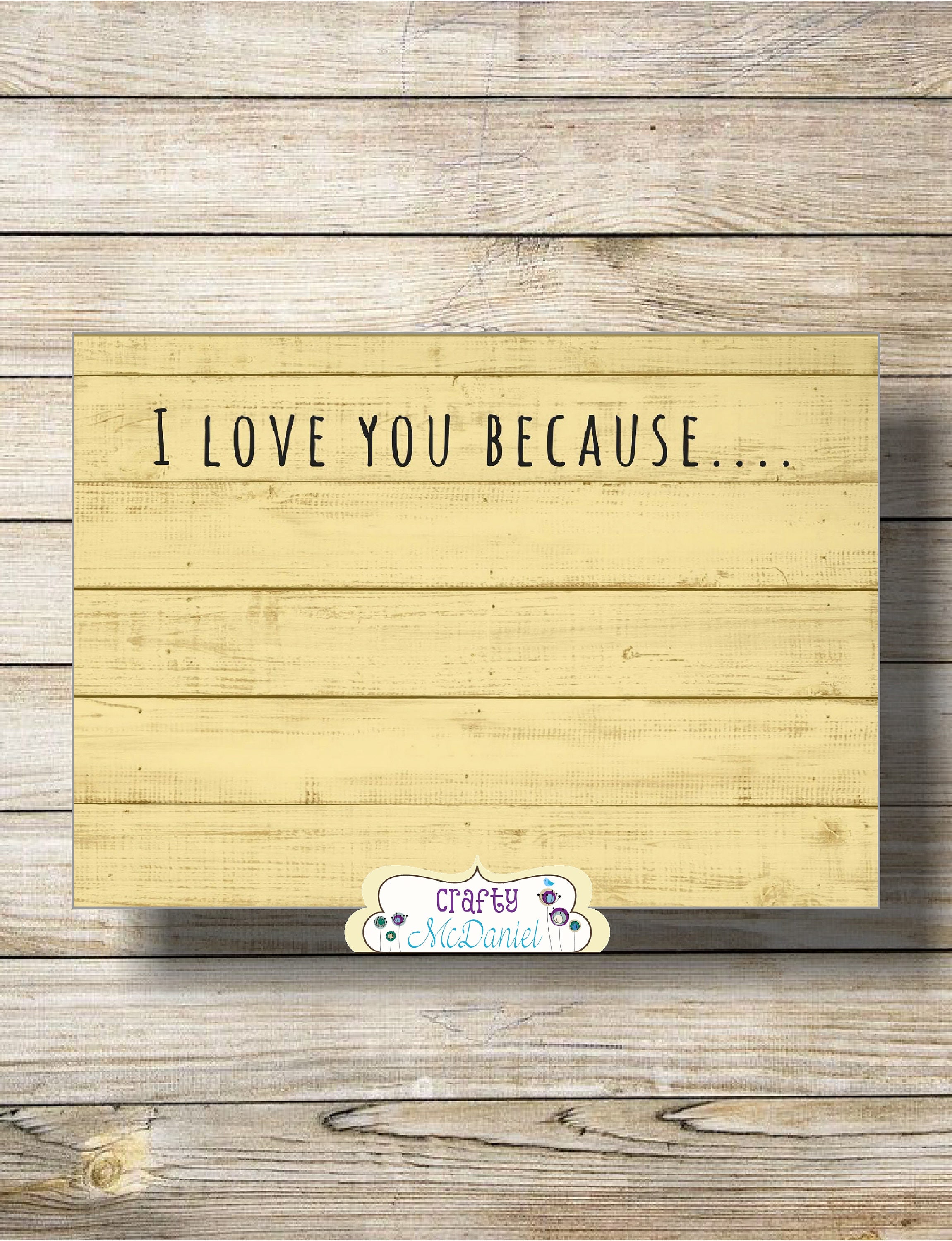 I Love You Because Printable I Love You Because Dry Erase Instant ...