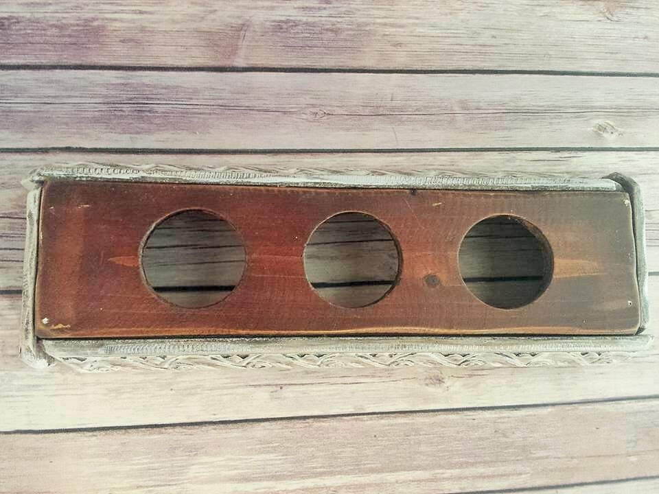 Antique White Wood Candle Holder Rustic Candle Holder Candle Holder