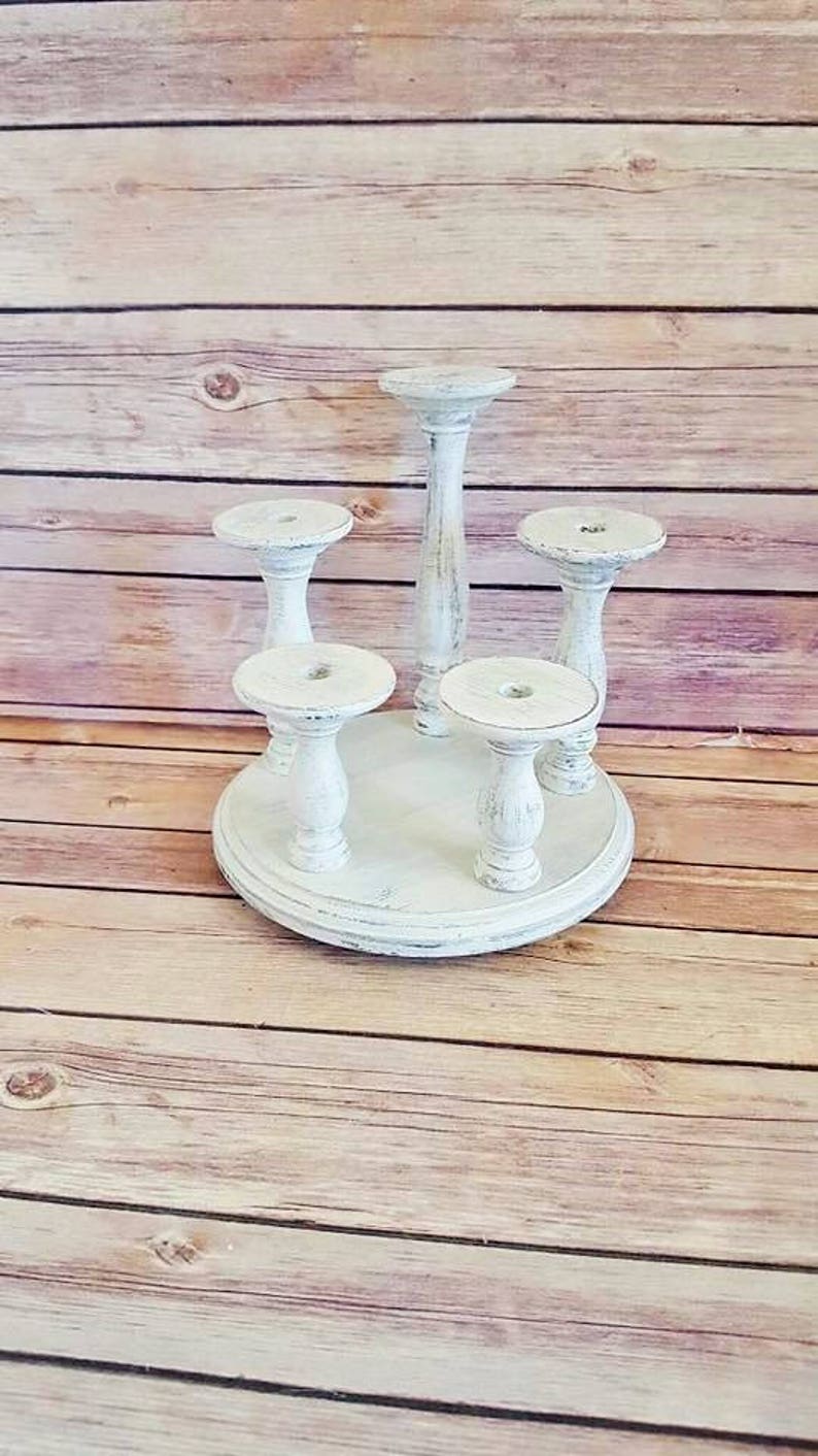 White Wood Candle Holders Wood Candle Centerpiece Etsy