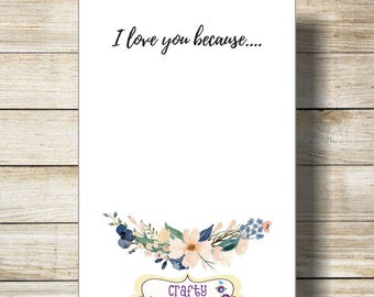 I Love You Because Printable I Love You Because Dry Erase | Etsy