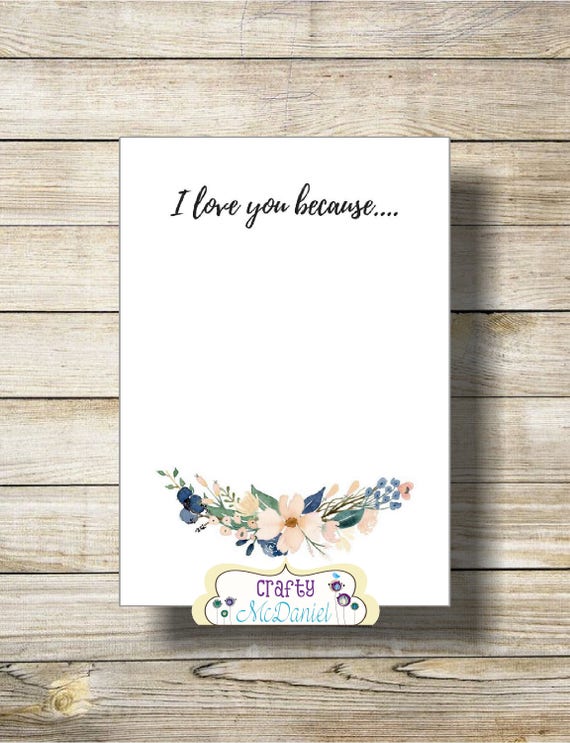 I Love You Because Printable I Love You Because Dry Erase | Etsy