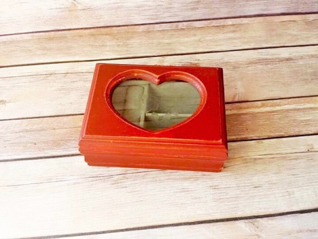 Red Jewelry Box Wood Jewelry Box Rustic Jewelry Box Ring Etsy