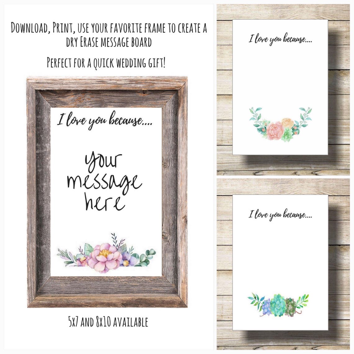 I Love You Because Printable I Love You Because Dry Erase - Etsy