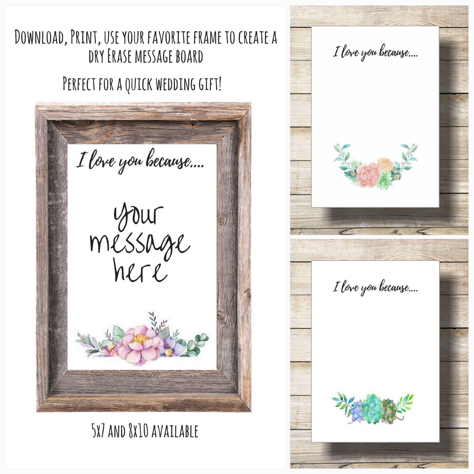 I Love You Because Printable I Love You Because Dry Erase - Etsy