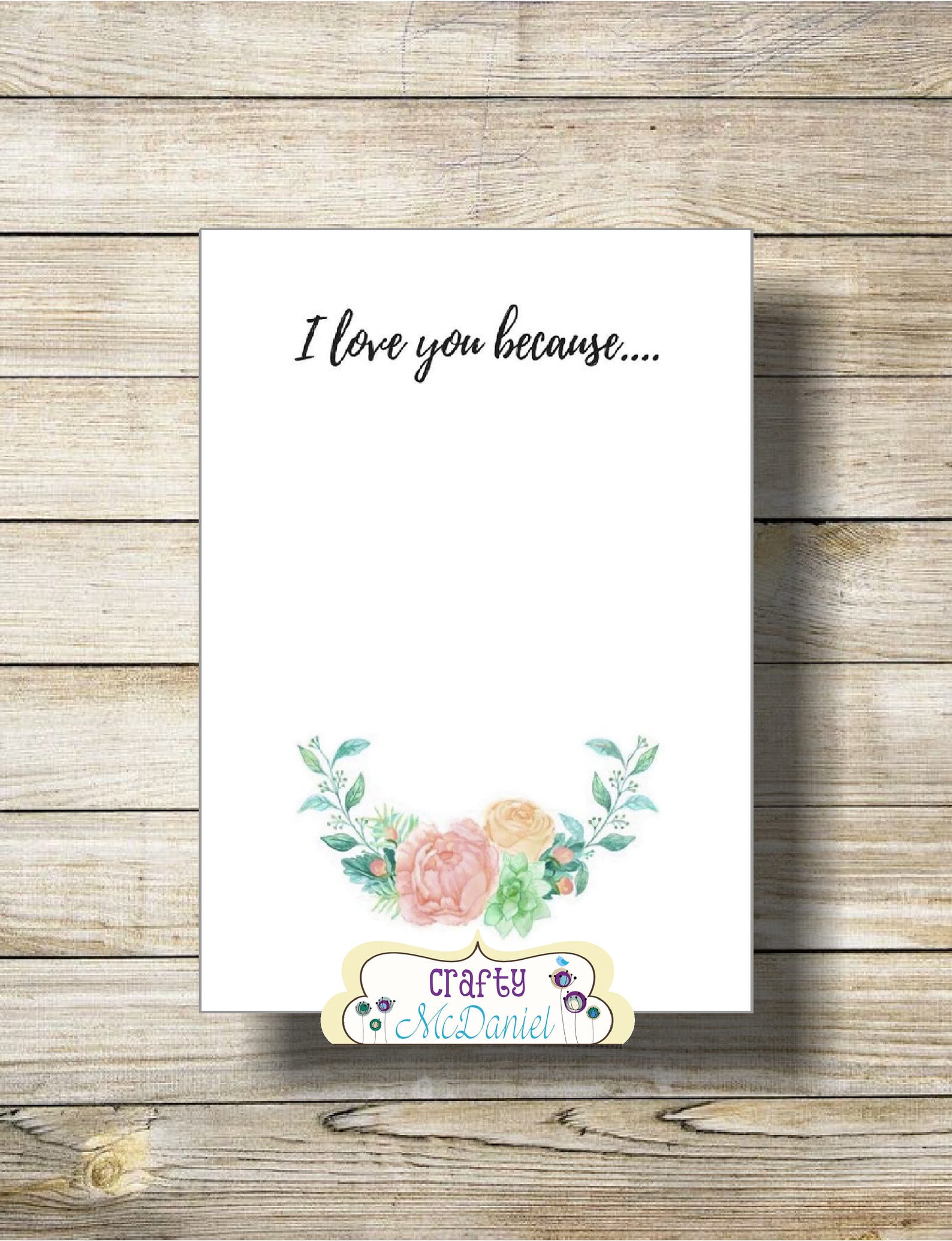I Love You Because Printable I Love You Because Dry Erase Instant ...