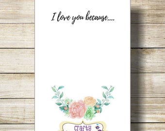 I Love You Because Printable I Love You Because Dry Erase | Etsy