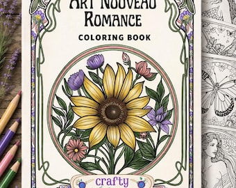Art Nouveau Romance Coloring Book: 20 Floral Vintage Pages (Digital Download)