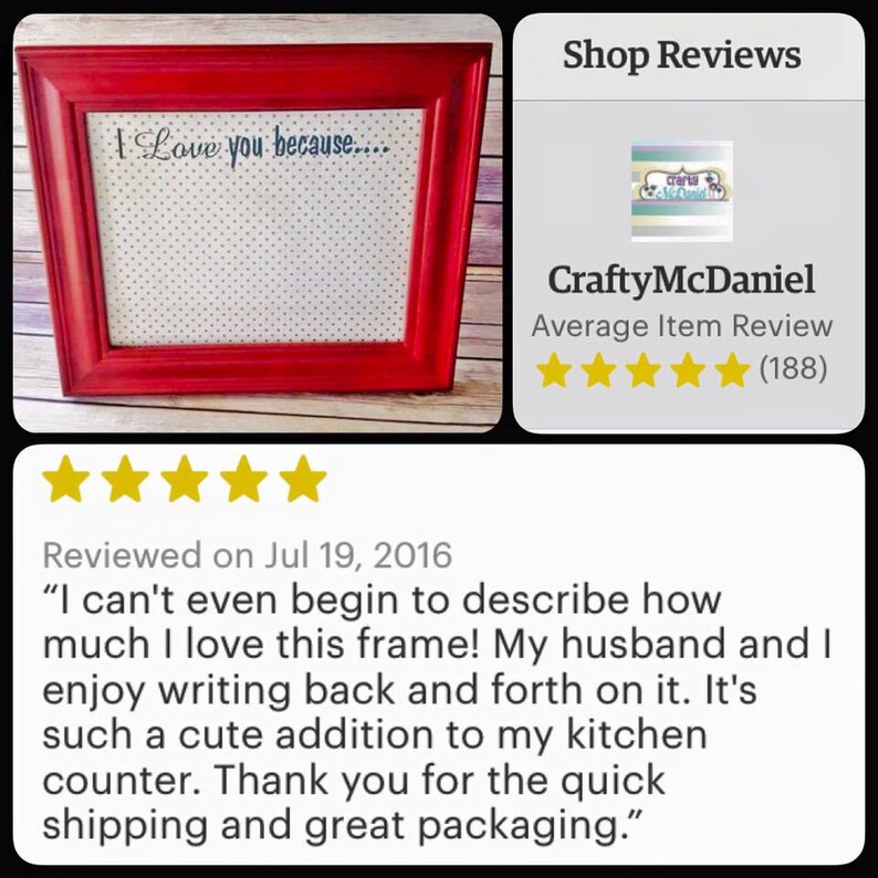 Valentines Day Gift Anniversary Gift I Love You Because Watercolor Flowers Print Dry Erase Frame Kit 5 x 7 Frame Wedding Gift