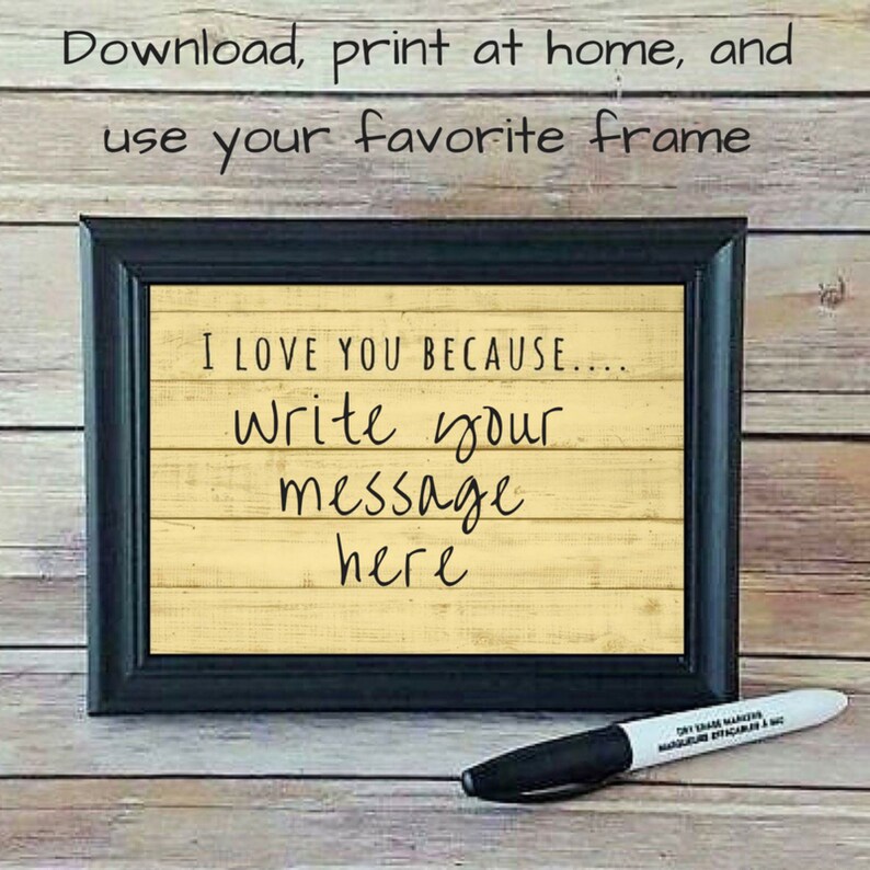 I Love You Because Printable I Love You Because Dry Erase - Etsy