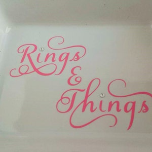 Ceramic Ring Dish, "Rings & Things" Jewelry Tray, Vanity Organizer image 3