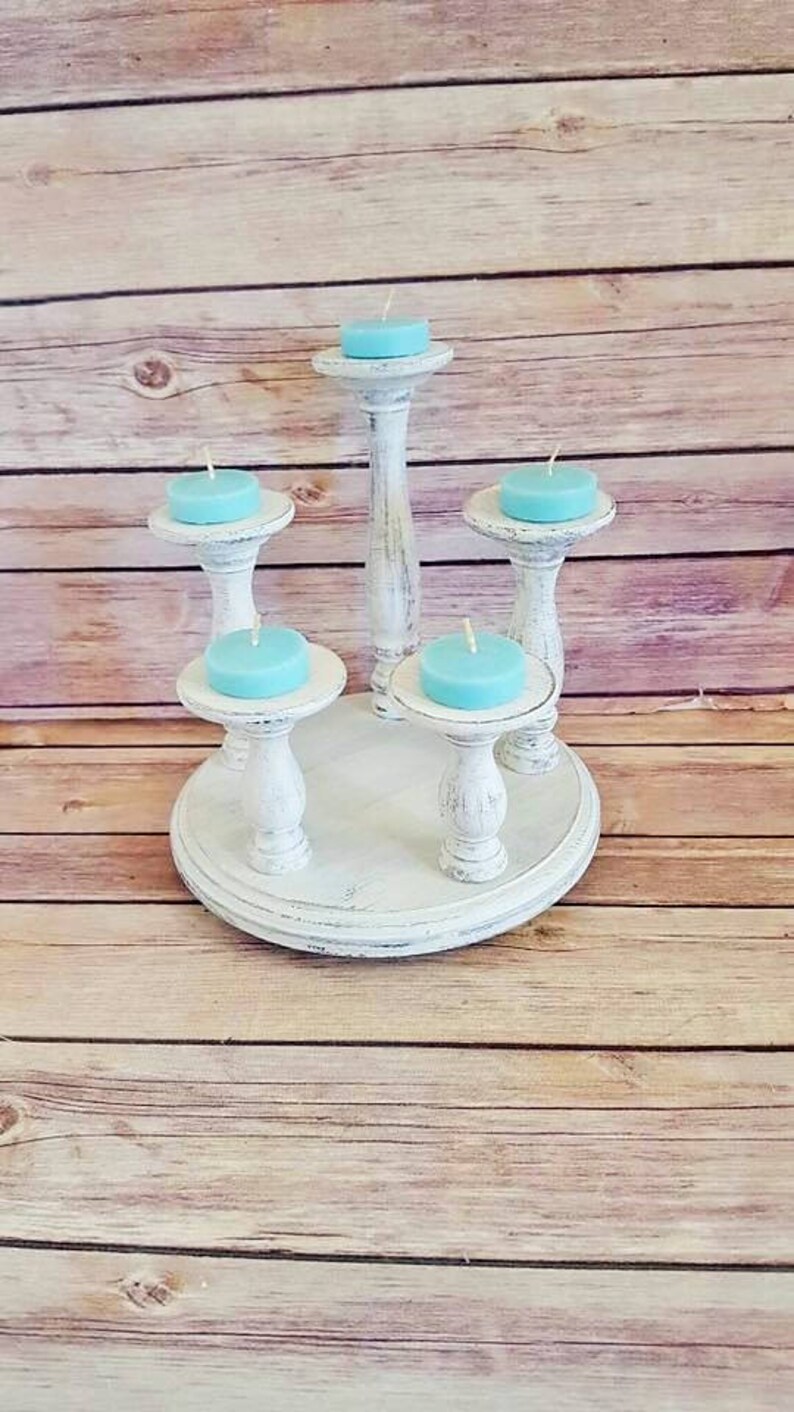 White Wood Candle Holders Wood Candle Centerpiece Etsy