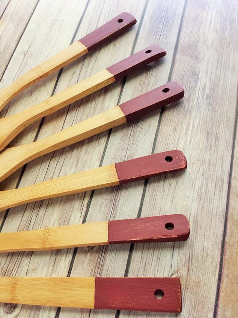 Red Kitchen Utensil Set and Holder Barn Red Kitchen Decor Etsy