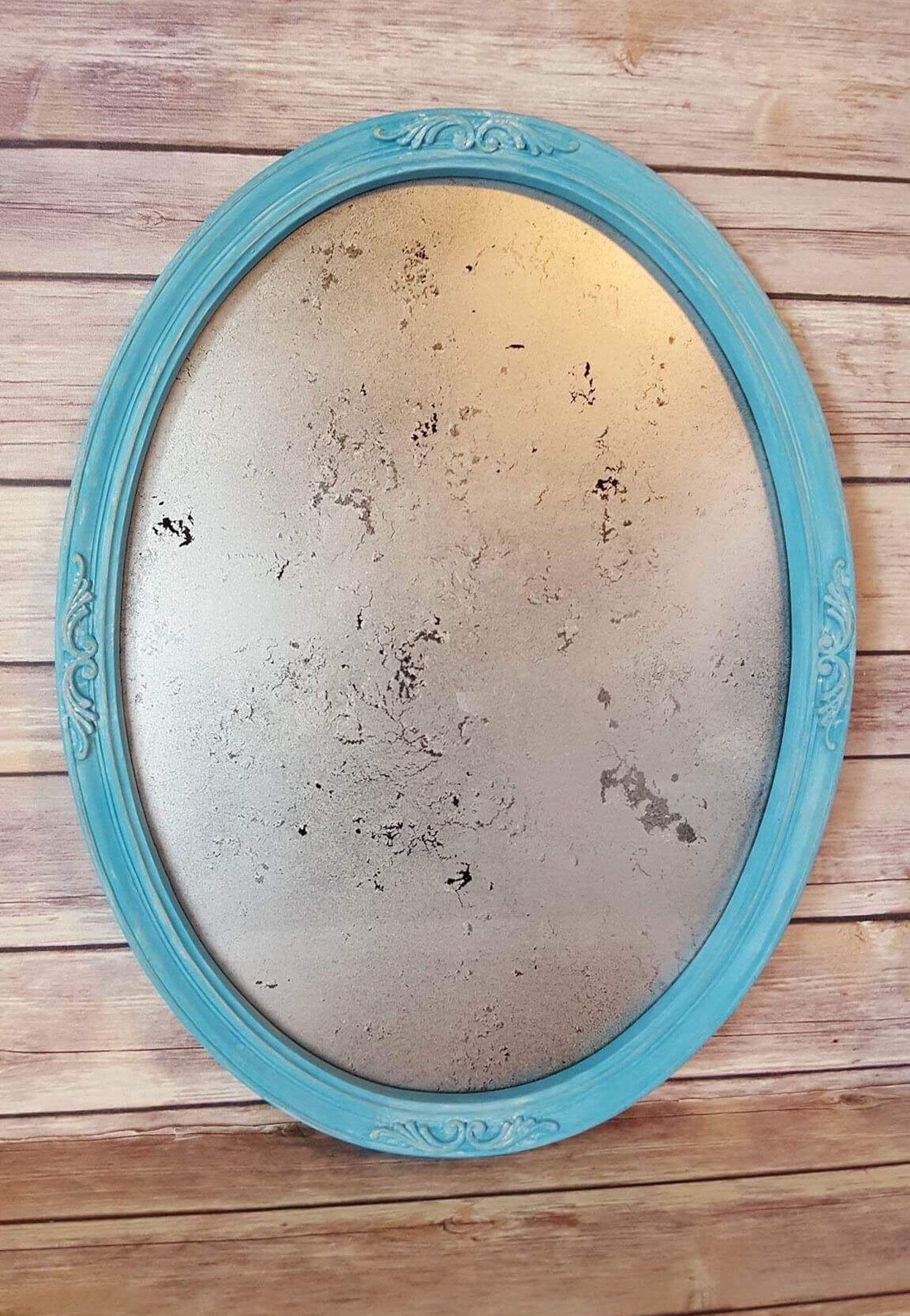 Mercury Glass Wall Mirror Turquoise Ornate Frame Framed Etsy