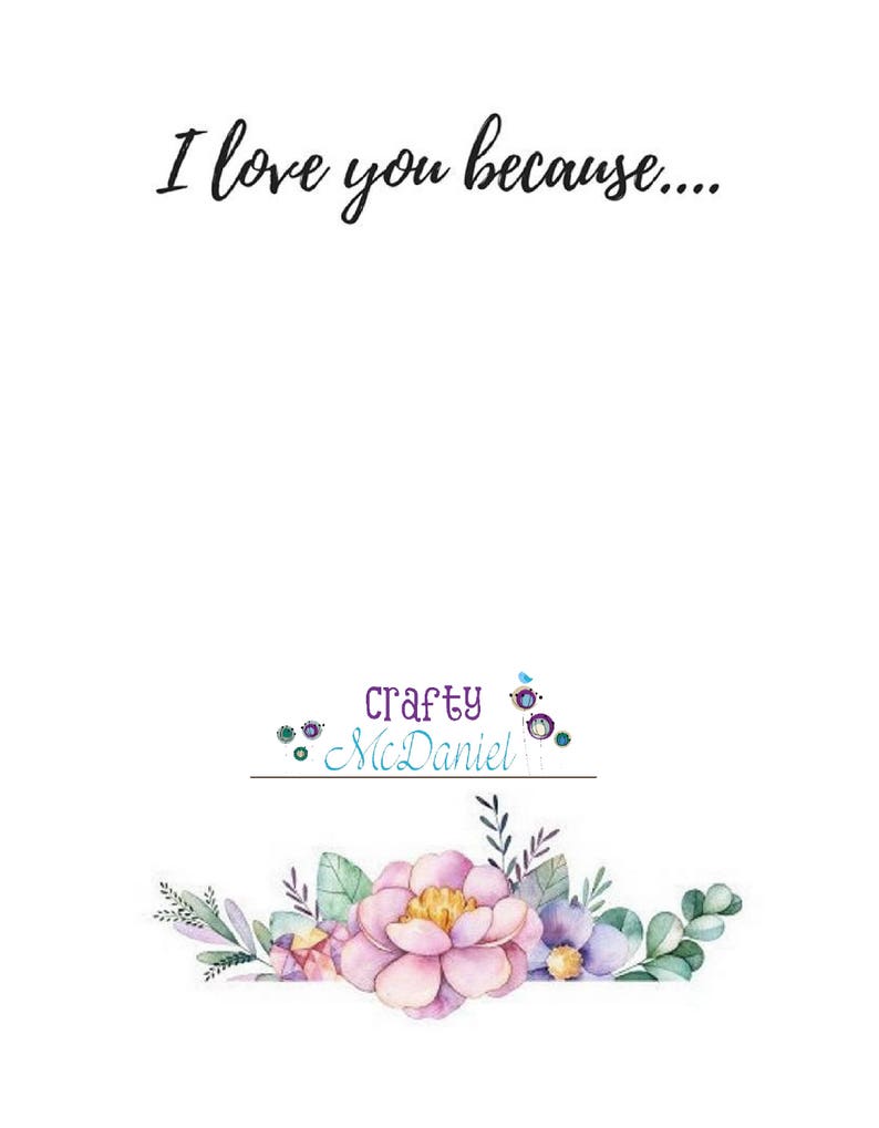 I Love You Because Printable I Love You Because Dry Erase - Etsy