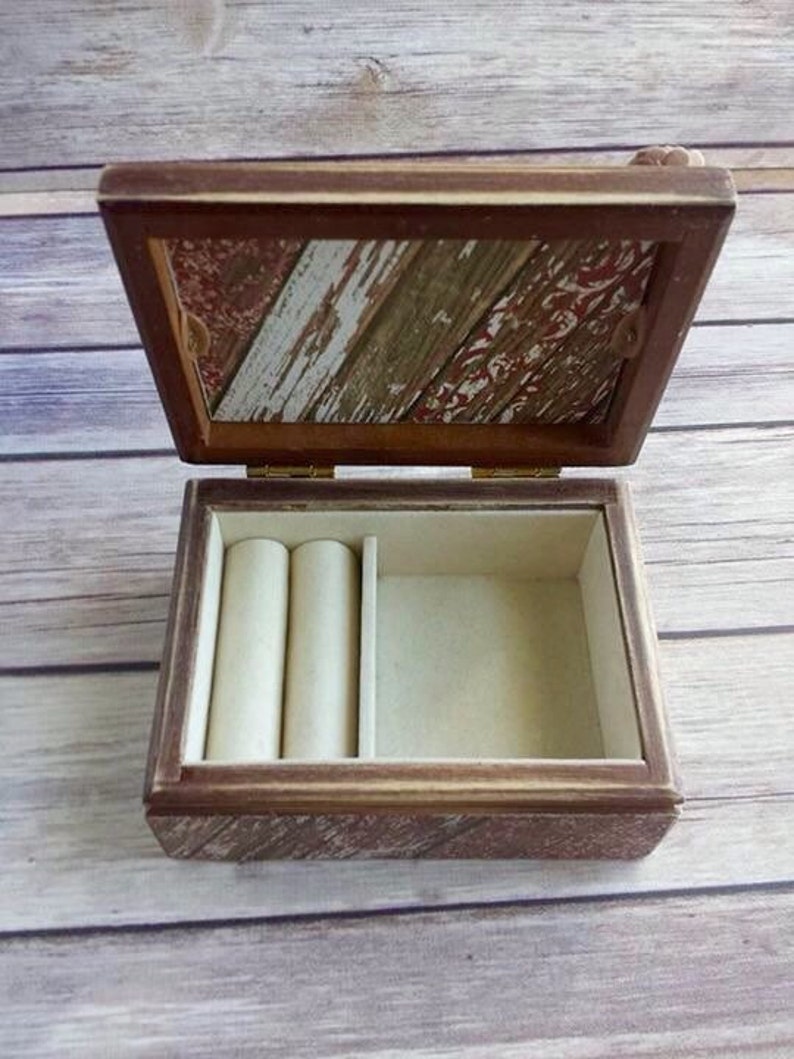 Red Ring Bearers Box Vintage Wedding Jewelry Box Wood Up-Cycled Home Decor Rustic Wedding READY TO SHIP Eco-Friendly Gift