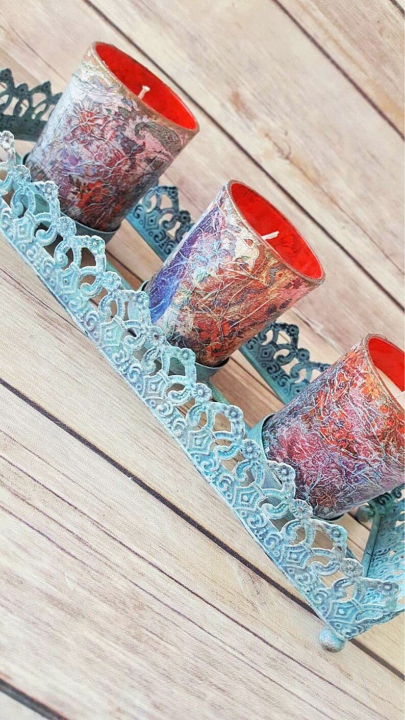 Turquoise Candle Holder Rustic Candle Holder Candle Holder Etsy