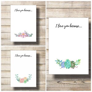 I Love You Because Printable I Love You Because Dry Erase - Etsy