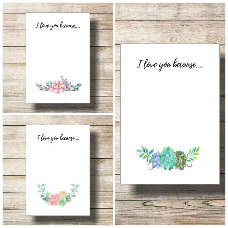 I Love You Because Printable I Love You Because Dry Erase - Etsy